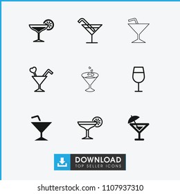 Margarita icon. collection of 9 margarita filled and outline icons such as cocktail. editable margarita icons for web and mobile.