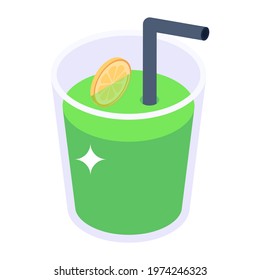 Margarita icon in isometric vector, refreshing drink,
