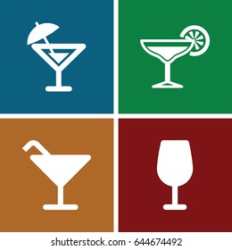 Margarita icons set. set of 4 margarita filled icons such as cocktail