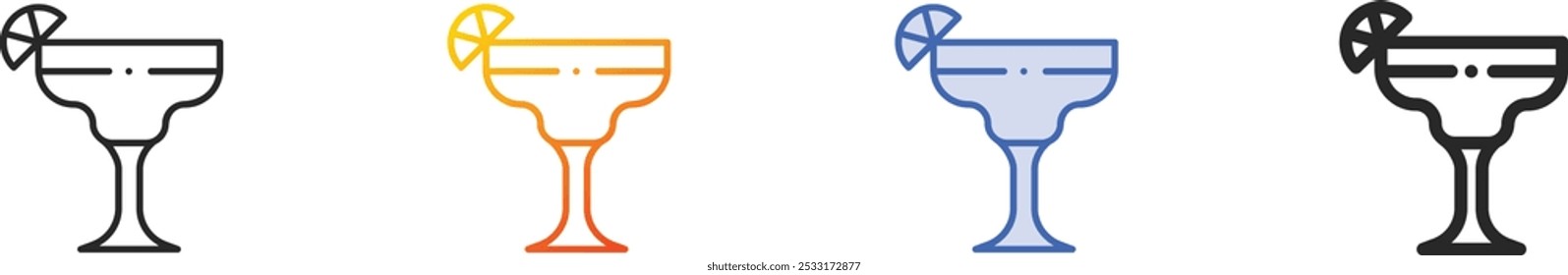 margarita icon.Thin Linear, Gradient, Blue Stroke and bold Style Design Isolated On White Background