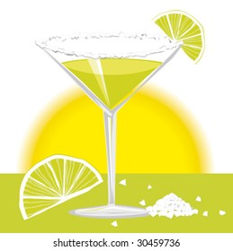 Margarita with Lime on a sunset background