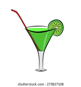 Margarita with lime on a white background