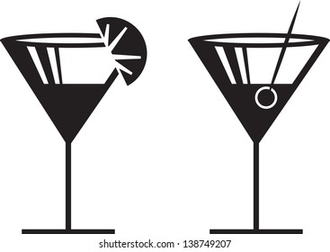 Margarita or Martini silhouettes with garnish 