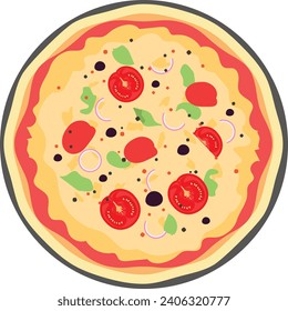 margarita pizza concept, Neapolitan mozzarella cheese vector icon design, delicious food symbol, authentic local dishes sign, domestic cuisine stock illu
