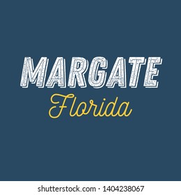 Margate, Florida t-shirt printing design, typography, vector graphics, illustration, badge applique label.