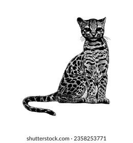 Margay hand drawing vector isolated on white background.