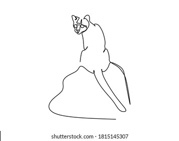 The margay (Leopardus wiedii) Continuous one line drawing. Vector illustration