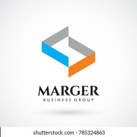 Marger arrows abstract vector and logo design or template group icon of corporation symbol concept