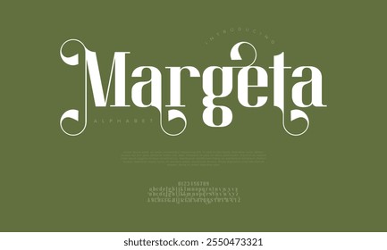 Margeta typography beauty fashion elegant minimalist serif italic fonts decorative wedding vintage retro logos. Minimal luxury font alphabet logo. Vector illustration