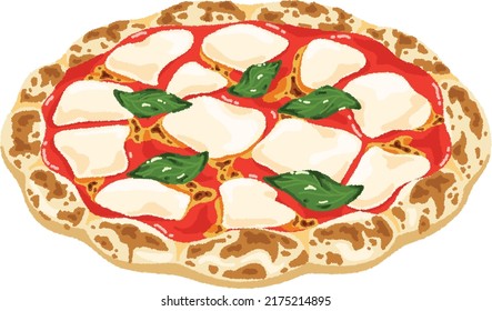 Margherita es uno de los tipos de pizza y también es el representante de la pizza napolitana. El queso Mozzarella y las hojas de albahaca se colocan encima de la salsa de tomate.