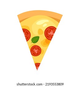 Margherita pizza slice icon. Modern flat vector illustration of pizza