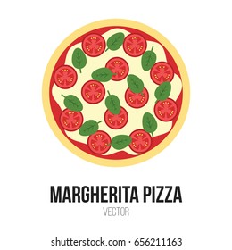 Margherita Pizza with Tomato, Basil and Mozzarella Vector Isolate Element