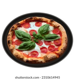 Margherita Pizza, Tomato sauce, mozzarella cheese, basil leaves, Olive oil, Tomato, Mozzarella, Basil, Thin Crust, Italian, Traditional, Simple, Authentic, Neapolitan, Oven-baked, Delicious