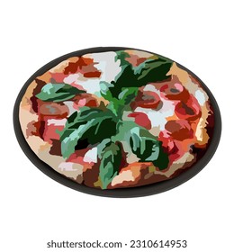 Margherita Pizza, Tomato sauce, mozzarella cheese, basil leaves, Olive oil, Tomato, Mozzarella, Basil, Thin Crust, Italian, Traditional, Simple, Authentic, Neapolitan, Oven-baked, Delicious