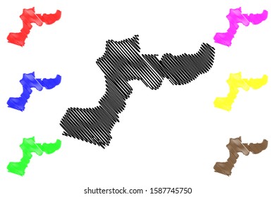Margibi County (Counties of Liberia, Republic of Liberia) map vector illustration, scribble sketch Margibi map