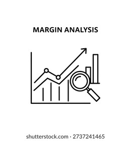 Margin analysis icon in minimal line style representing financial review, profit margins, and business analytics on a white background.