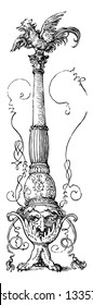 Margin Drawing found in the prayer book of Emperor, it is suffered the kind of feature creep and coordinates to be relative to the canvas , vintage line drawing or engraving illustration.