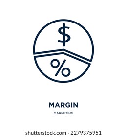 margin icon from marketing collection. Thin linear margin, profit, money outline icon isolated on white background. Line vector margin sign, symbol for web and mobile
