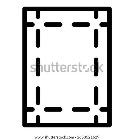 Margin page icon flat line style illustration representing document formatting and content spacing, suitable for publishing, page layout design, and word processing projects