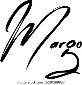 Margo Baby Girl Name In Stylish Brush Typography Text