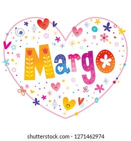 Margo - feminine given name decorative lettering heart shaped love design