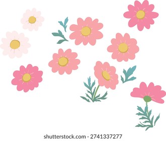 Marguerite Daisy Flat Vector Illustration Isolated on Transparent Background