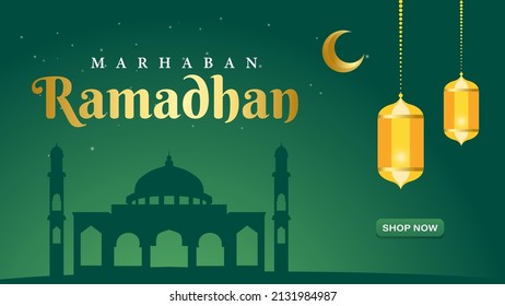 MARHABAN RAMADAN BANNER GREEN CLOUR