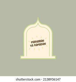 Marhaban ya ramadan mosque vector illustration