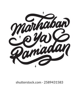 Marhaban Ya Ramadan Phrase Hand Lettering Vector 02 Design