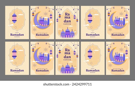 marhaban ya ramadan social media post vector flat design template