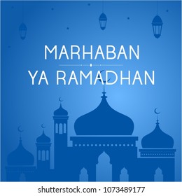 Marhaban Ya Ramadhan Blue Banner Template