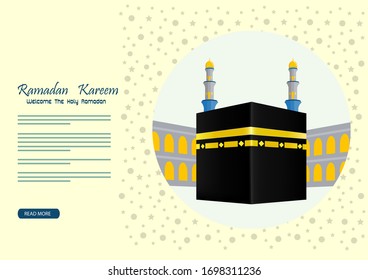 Marhaban Ya Ramadhan with Hajj Kaaba background