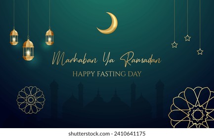 Marhaban ya Ramadhan welcoming of Ramadan Kareem and Happy fasting