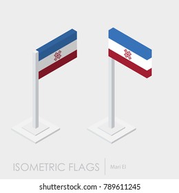 Mari El flag 3d isometric style