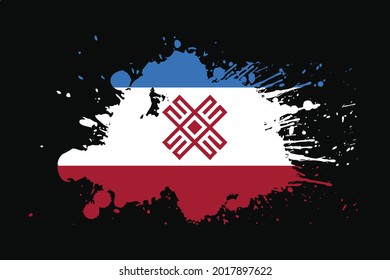 Mari El Flag With Grunge Effect Design. It will be used t-shirt graphics, print, poster and Background.
