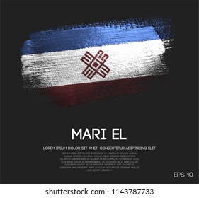Mari El Flag Made of Glitter Sparkle Brush Paint Vector