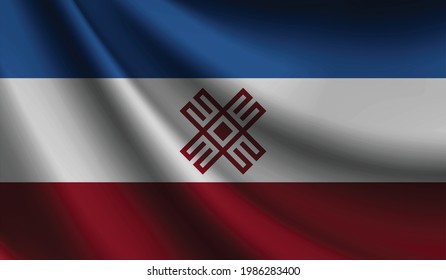 Mari El flag waving. background for patriotic and national design. vector illustration  