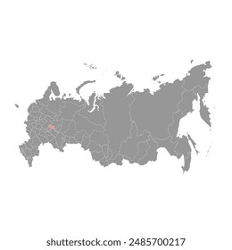 Mari El map, administrative division of Russia. Vector illustration.