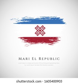 Mari El Republic flag made in brush stroke background. Creative Mari El Republic national country flag icon. Abstract painted grunge style brush flag background.