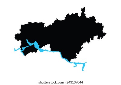Mari El Republic map silhouette vector isolated on white background. High detailed silhouette illustration. Russia oblast map illustration.