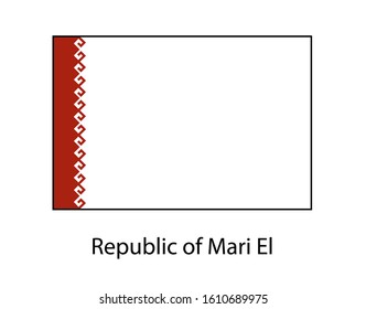 Mari El Republic national flag on white background texture. illustration, symbol federal subject of Russia.