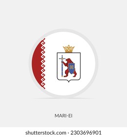 Mari El round flag icon with shadow.