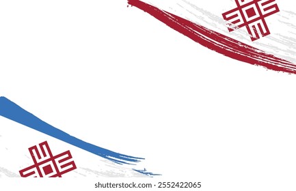 Mari Flag with Brush Stroke Effect, Grunge brush stroke. Watercolor painting flag design.