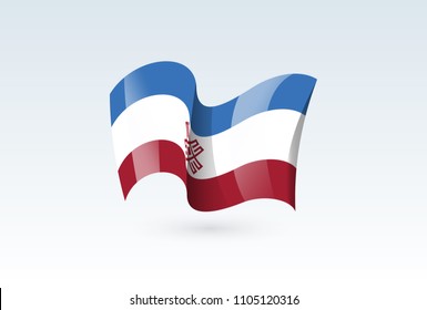 Mari waving flag vector icon, national symbol. Flag of Mari, fluttered in the wind - vector illustration isolated on white background.