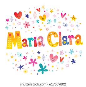 Maria Clara girls name decorative lettering type design