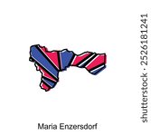 Maria Enzersdorf map flat icon illustration, Vector map of Austria with geometric strip color icons template