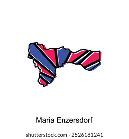 Maria Enzersdorf map flat icon illustration, Vector map of Austria with geometric strip color icons template