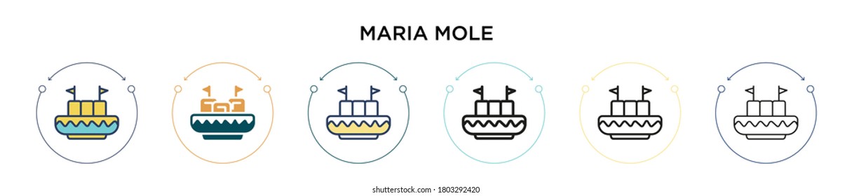 Maria mole icon in filled, thin line, outline and stroke style. Vector illustration of two colored and black maria mole vector icons designs can be used for mobile, ui, web