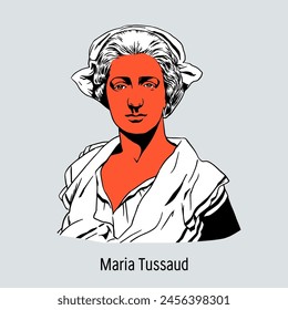 Maria Tussauds is a sculptor, founder of the famous Madame Tussauds wax museum in London. Hand drawn vector illustration