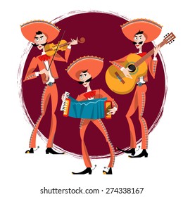 Mariachi band. Mexican traditions. Vector illustration